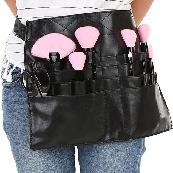 Hairdresser Makeup Apron Faux Leather 1 Pc Multi-Pockets Adjustable Strap - Picture 2 of 6